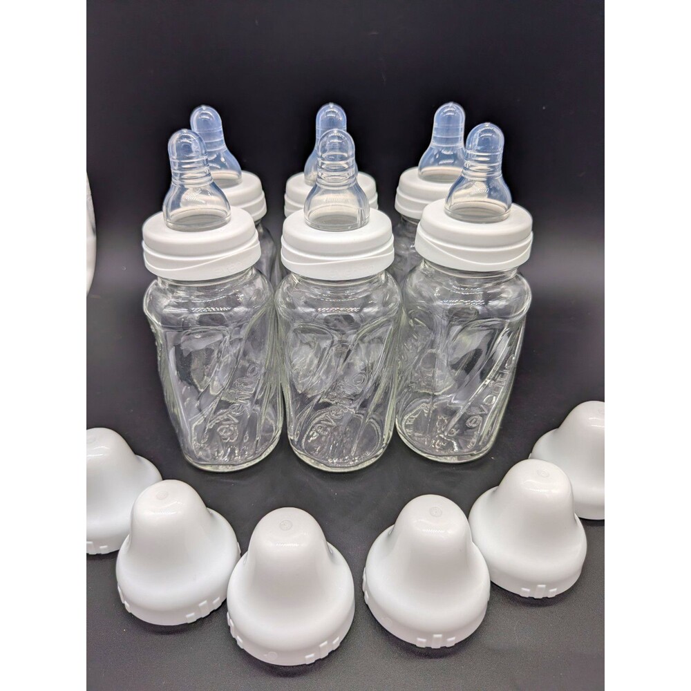 Evenflo Glass Bottle Set 125ml/4oz Clear/White Silicone Newborn Flow